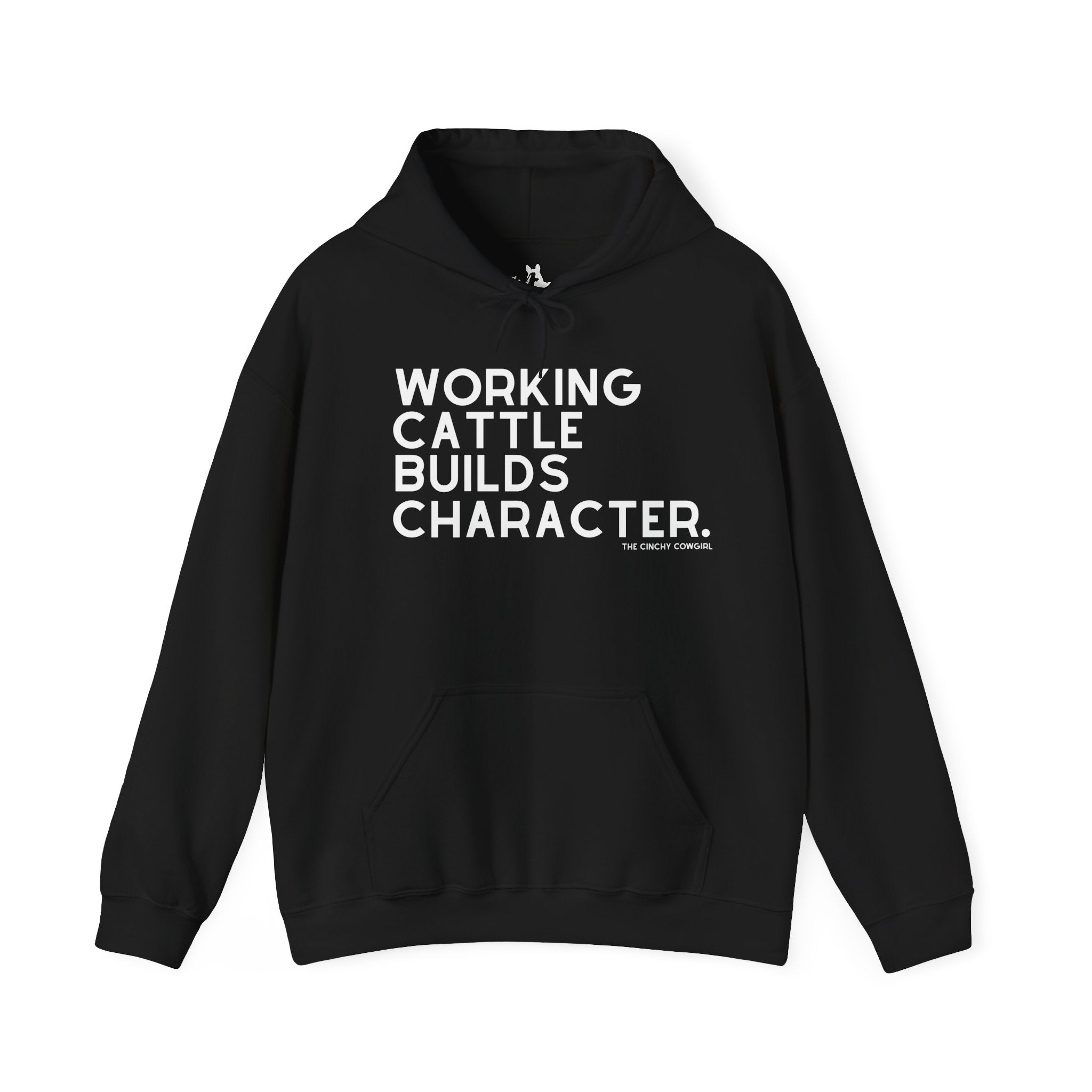 Working Cattle Builds Character Hoodie Hoodie The Cinchy Cowgirl - Print Black S