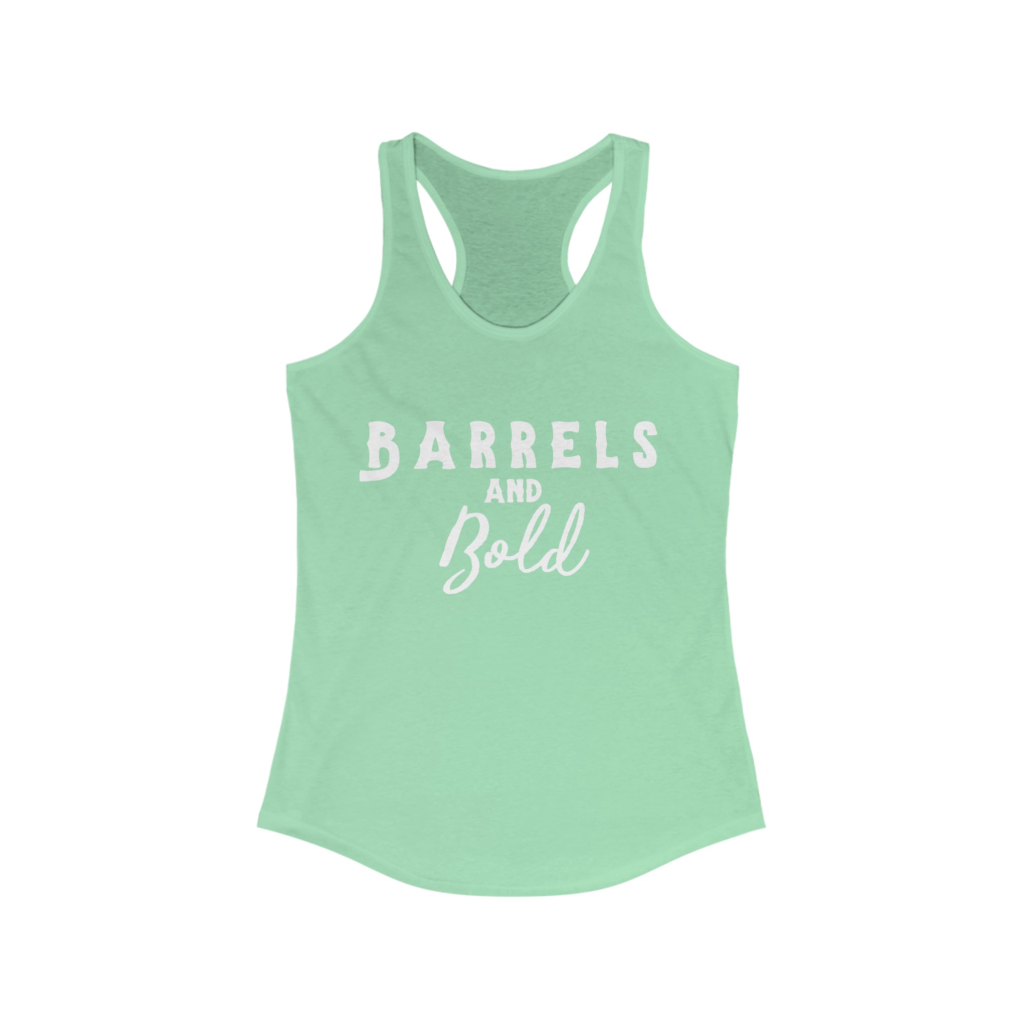 Barrels & Bold Racerback Tank Horse Riding Discipline Tee Printify XS Solid Mint 