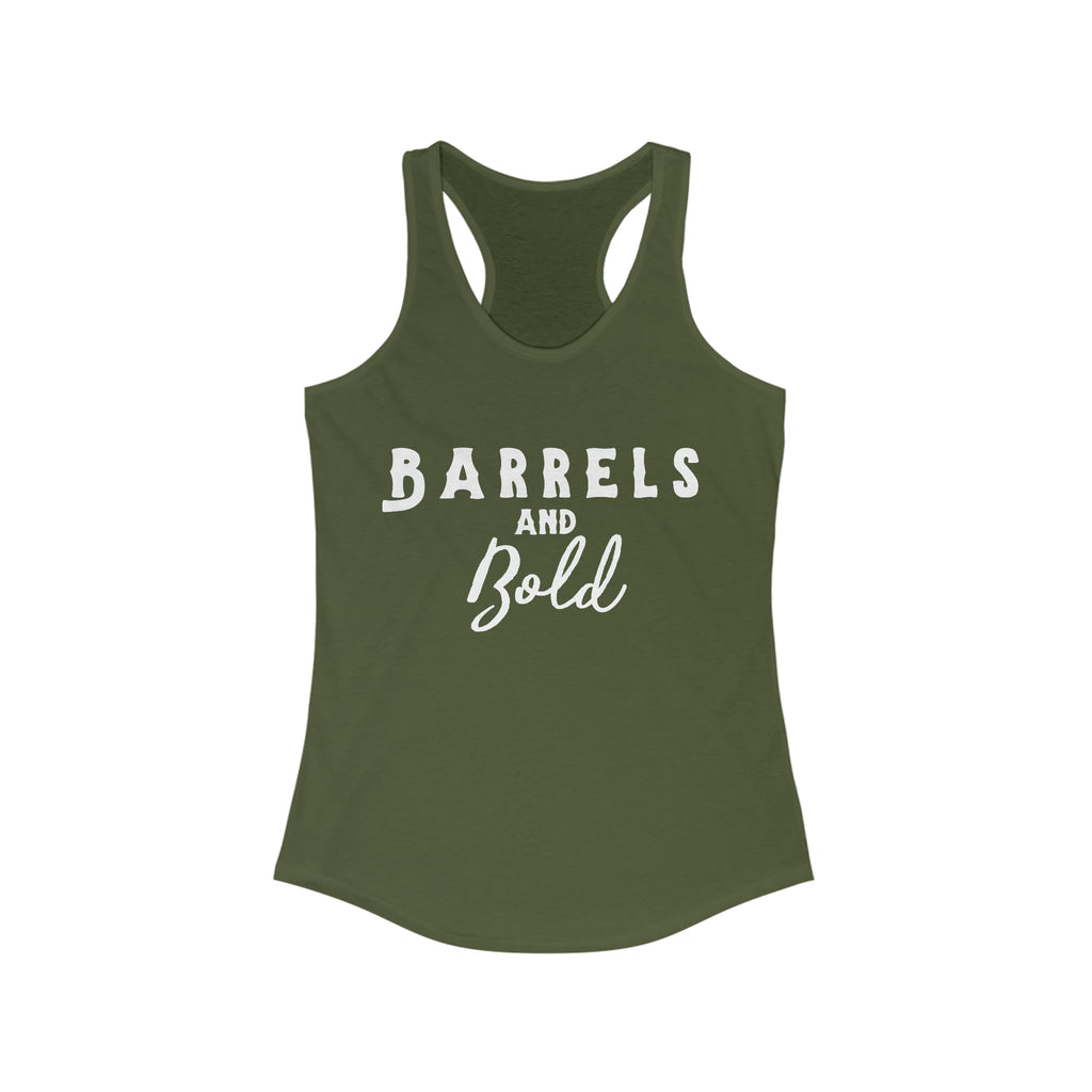 Barrels & Bold Racerback Tank Horse Riding Discipline Tee Printify XS Solid Military Green 