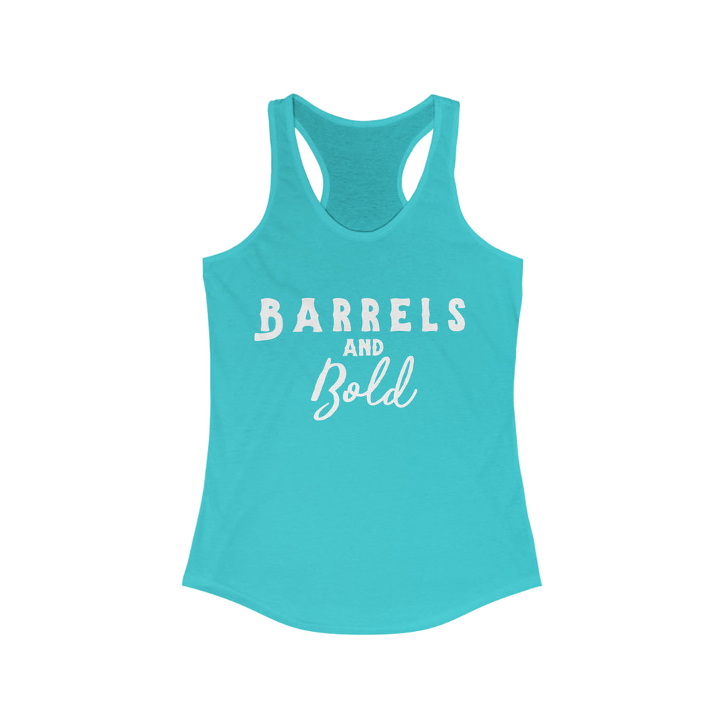 Barrels & Bold Racerback Tank Horse Riding Discipline Tee Printify XS Solid Tahiti Blue 