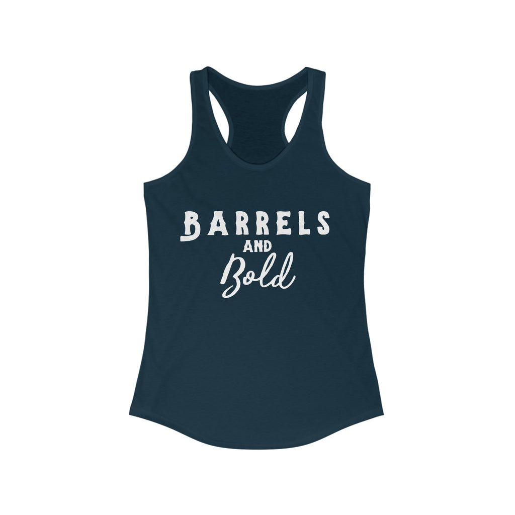 Barrels & Bold Racerback Tank Horse Riding Discipline Tee Printify XS Solid Midnight Navy 