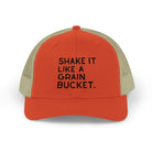 Embroidered Shake It Like A Grain Bucket Trucker Hat Embroidered TCC Hat The Cinchy Cowgirl - Print Rustic Orange / Khaki