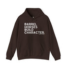 Barrel Horses Build Character Hoodie Graphic Hoodie The Cinchy Cowgirl - Print Dark Chocolate S