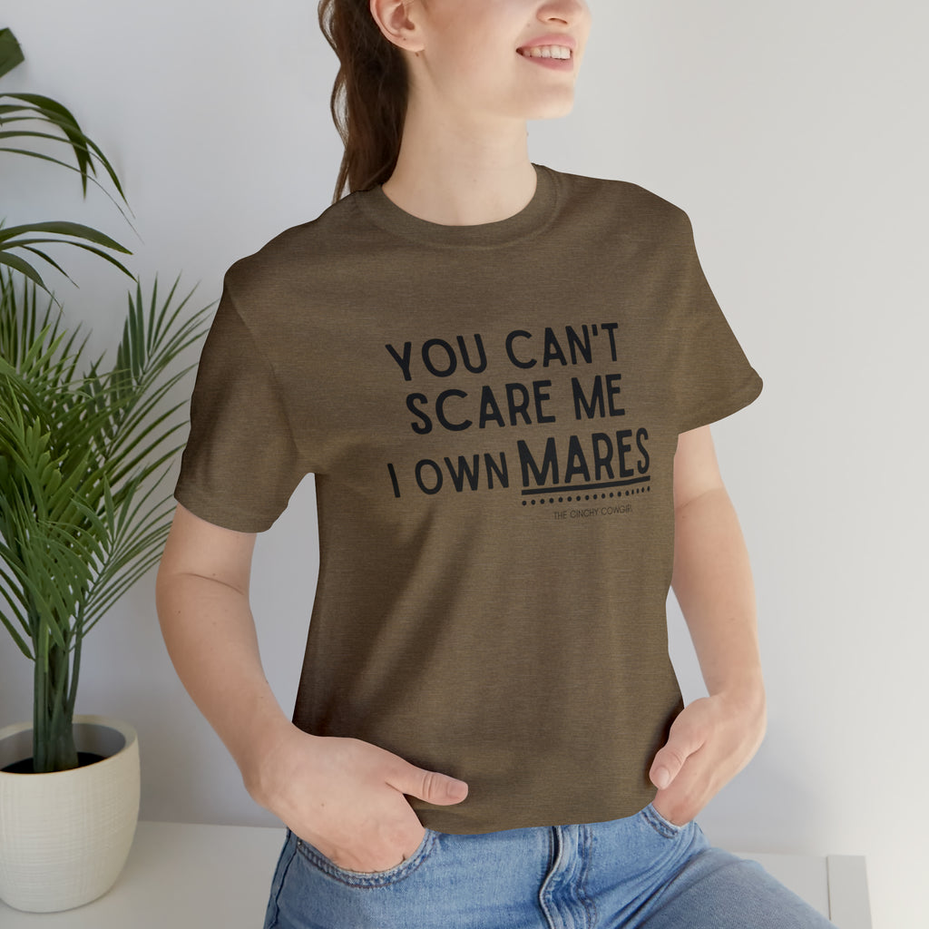 You Can't Scare Me I Own Mares Short Sleeve Tee tcc graphic tee Printify Heather Olive XS 