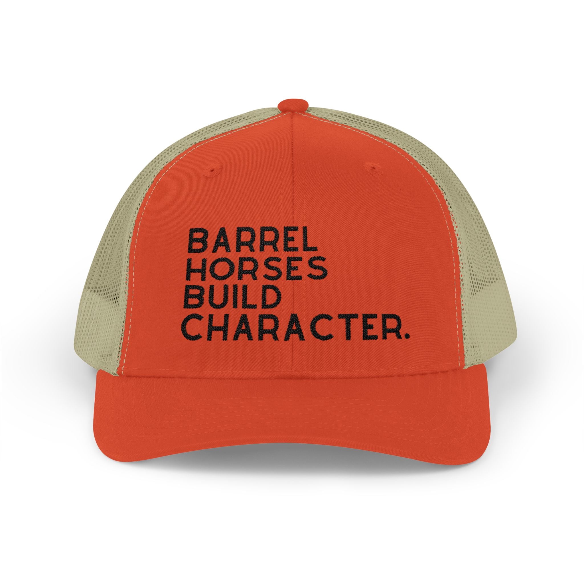 Barrel Horses Build Character Embroidered Hat Hats The Cinchy Cowgirl - Print Rustic Orange / Khaki One size