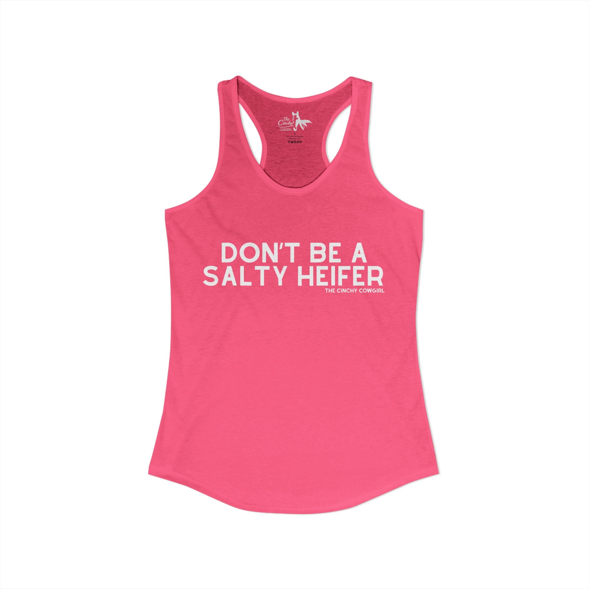 Don't Be A Salty Heifer Tank Top Tank Top The Cinchy Cowgirl - Print XS Solid Hot Pink