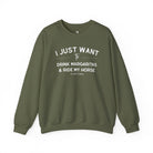 I Just Want To Drink Margaritas And Ride My Horse Pullover Sweatshirt The Cinchy Cowgirl - Print S Military Green