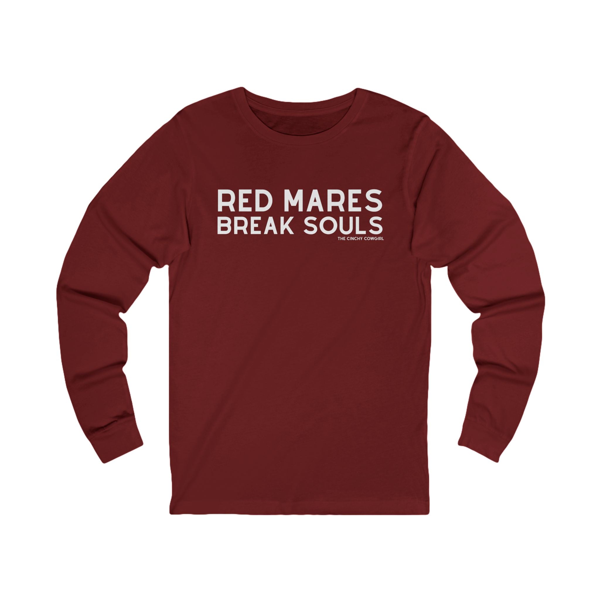 Red Mares Break Souls Long Sleeve Tee Long-sleeve The Cinchy Cowgirl - Print S Cardinal