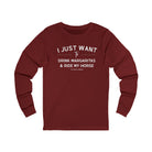 I Just Want To Drink Margaritas And Ride My Horse Long Sleeve Tee Long-sleeve The Cinchy Cowgirl - Print S Cardinal