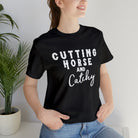 Cutting Horse & Catchy Short Sleeve Tee Horse Riding Discipline Tee Printify Black XS 