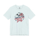 Patriotic American Girly Short Sleeve Tee Graphic Tee The Cinchy Cowgirl - Print Heather Ice Blue XS