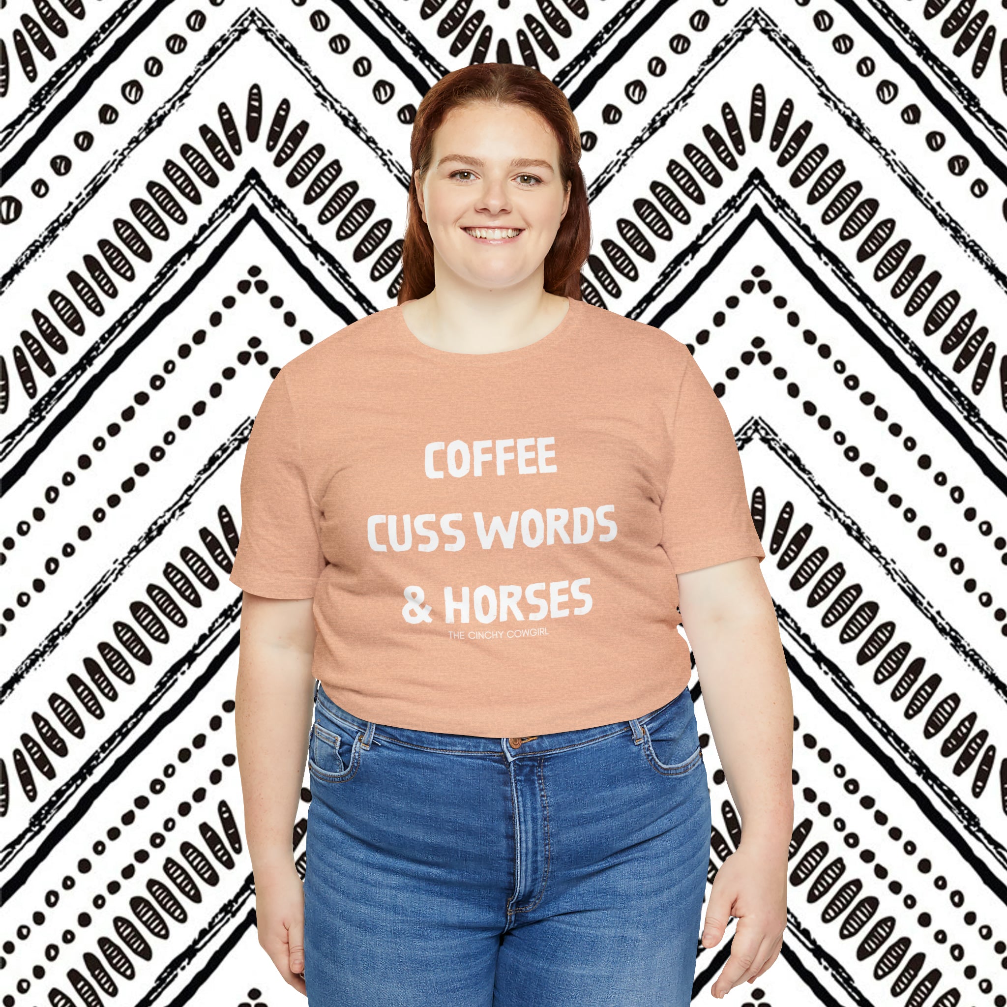 Coffee, Cuss Words, & Horses Short Sleeve Tee tcc graphic tee Printify   