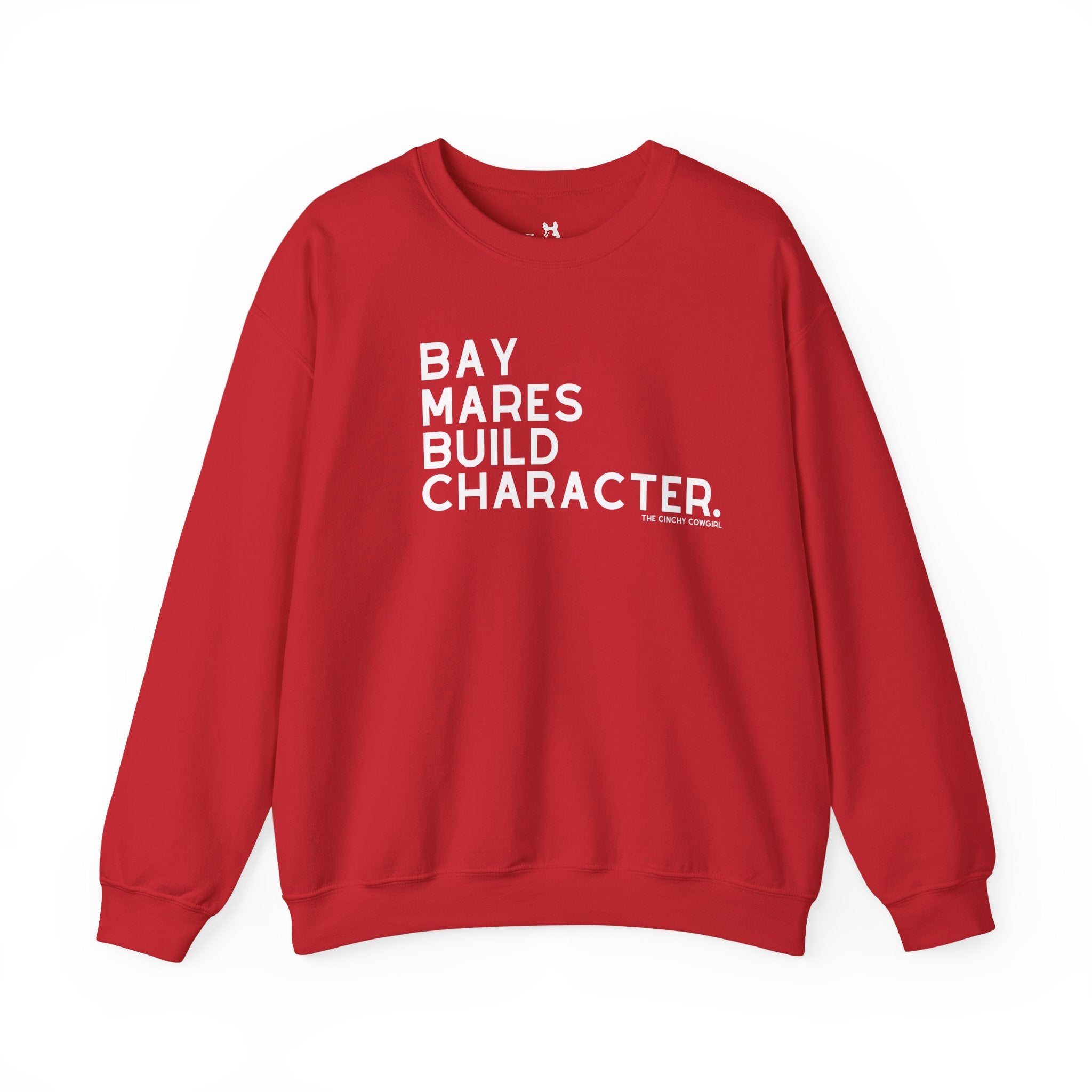 Bay Mares Build Character Pullover Graphic Pullover The Cinchy Cowgirl - Print S Red
