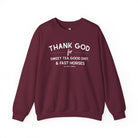 Thank God For Sweet Tea, Good Dirt, & Fast Horses Pullover Sweatshirt The Cinchy Cowgirl - Print S Maroon