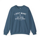 I Just Want To Eat Tacos And Ride My Horse Pullover Sweatshirt The Cinchy Cowgirl - Print S Indigo Blue