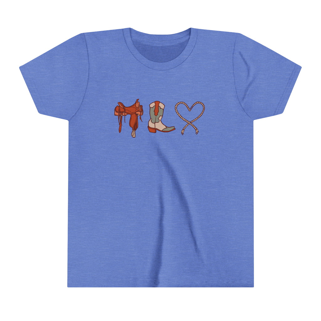 Western Love Youth Short Sleeve Tee Blue