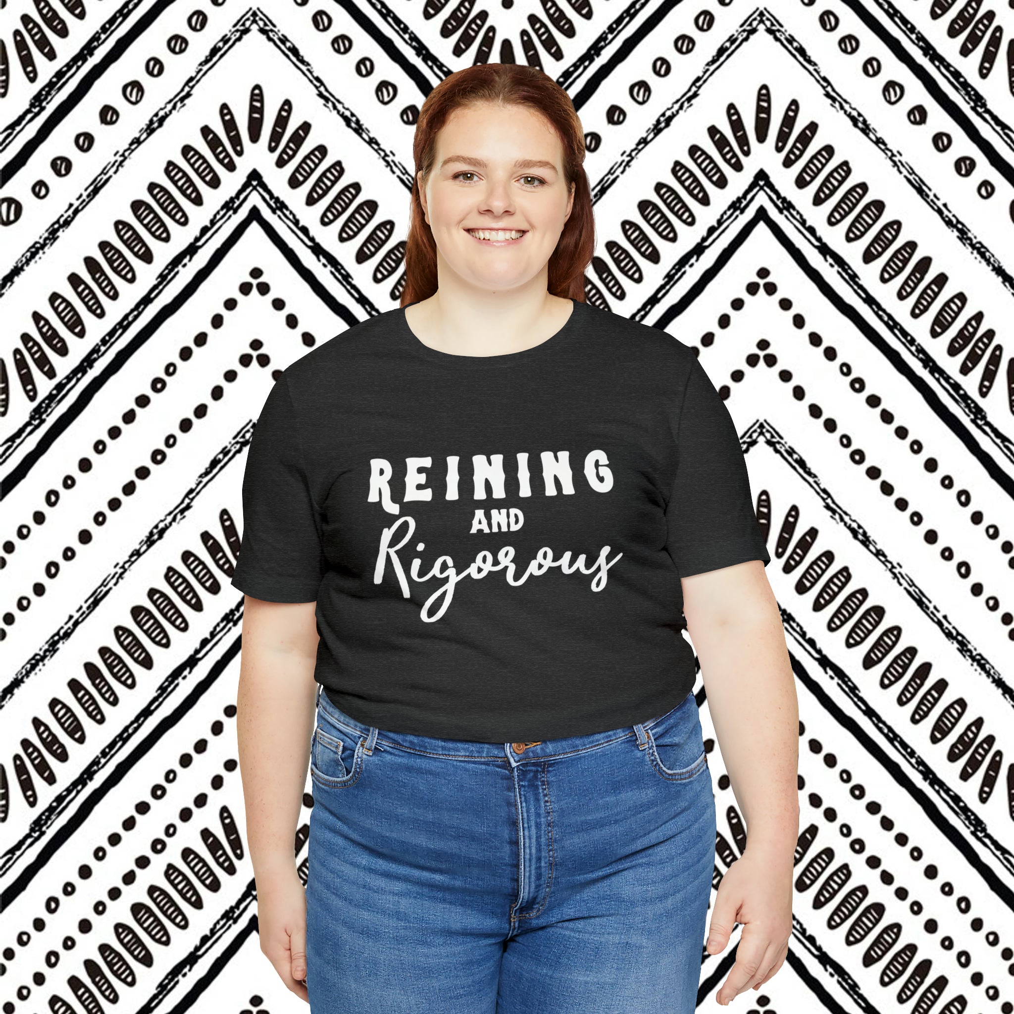 Reining & Rigorous Short Sleeve Tee Horse Riding Discipline Tee Printify   