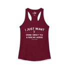 I Just Want to Drink Sweet Tea And Ride My Horse Tank Top Tank Top The Cinchy Cowgirl - Print XS Solid Cardinal Red