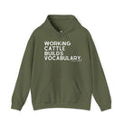 Working Cattle Builds Vocabulary Hoodie Graphic Hoodie The Cinchy Cowgirl - Print Military Green S