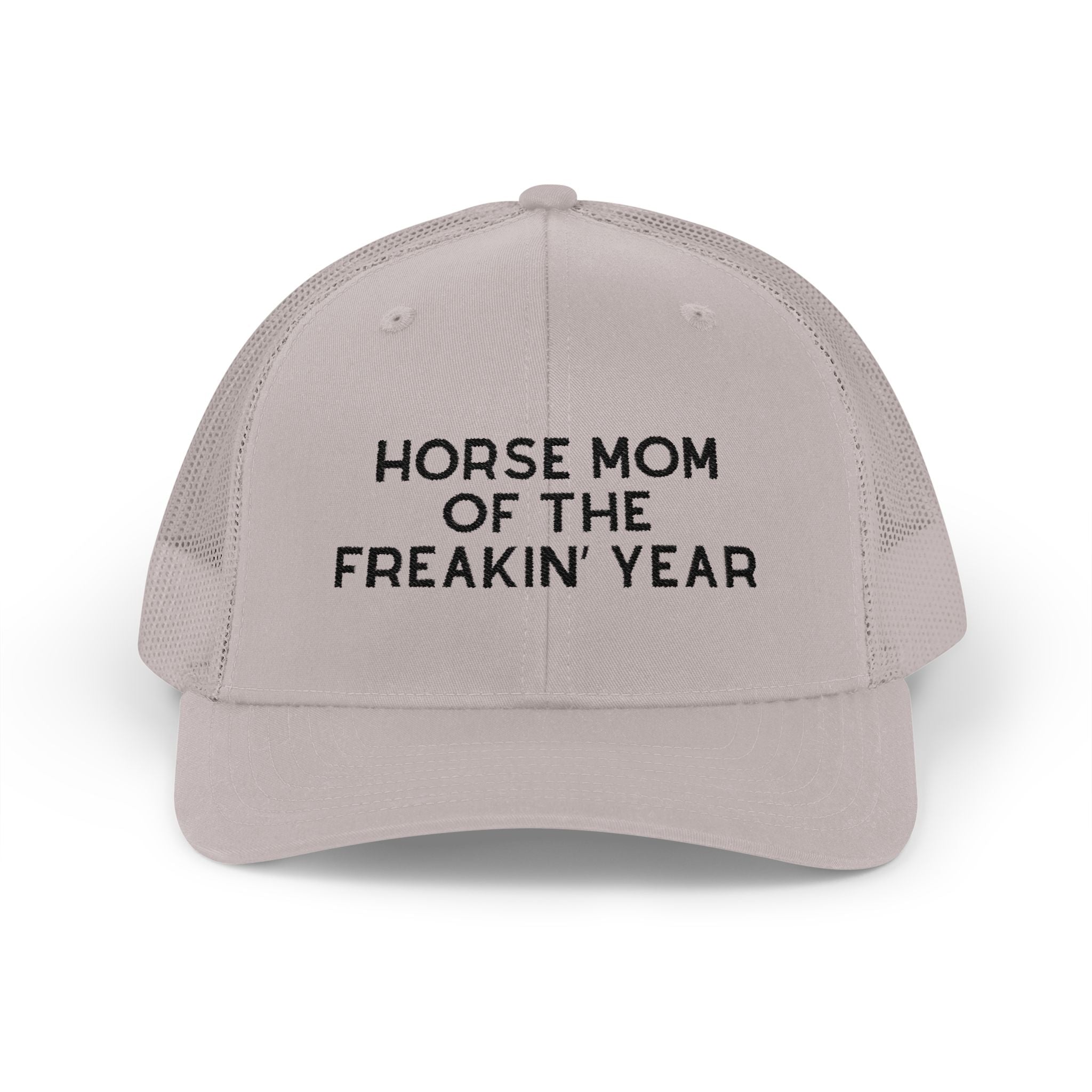 Horse Mom of the Freakin' Year Trucker Hat Embroidered TCC Hat The Cinchy Cowgirl - Print Silver