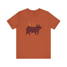 Burgundy Sunflower Show Pig Short Sleeve Graphic Tee T-Shirt Printify Heather Autumn XS