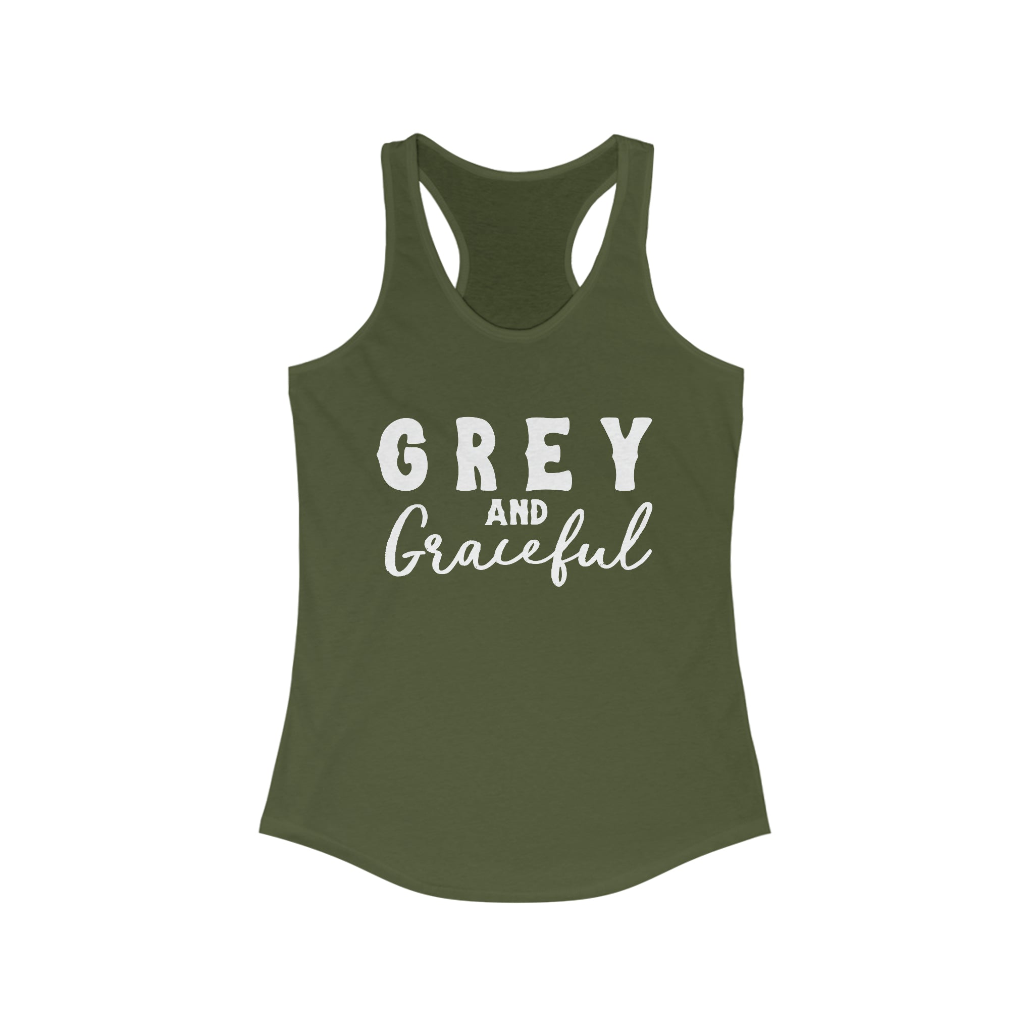 Grey & Graceful Racerback Tank Horse Color Shirts Printify XS Solid Military Green 