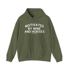 Motivated By Wine & Horses Hoodie Hoodie The Cinchy Cowgirl - Print Military Green S