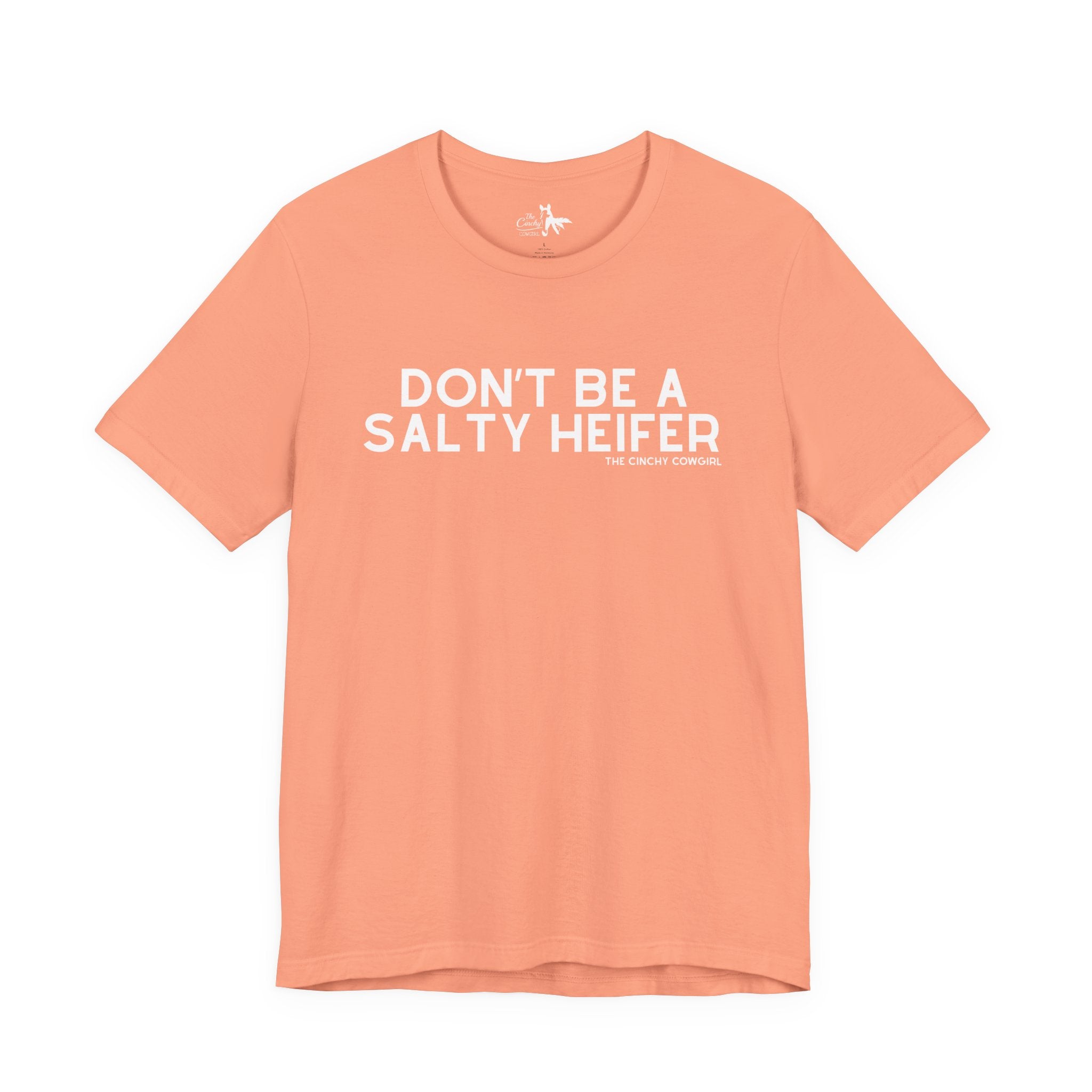 Don't Be A Salty Heifer Short Sleeve Tee T-Shirt The Cinchy Cowgirl - Print Sunset XS