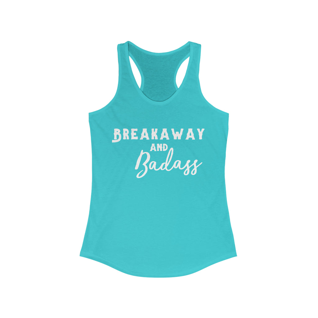 Breakaway & Badass Racerback Tank Horse Riding Discipline Tee Printify XS Solid Tahiti Blue 