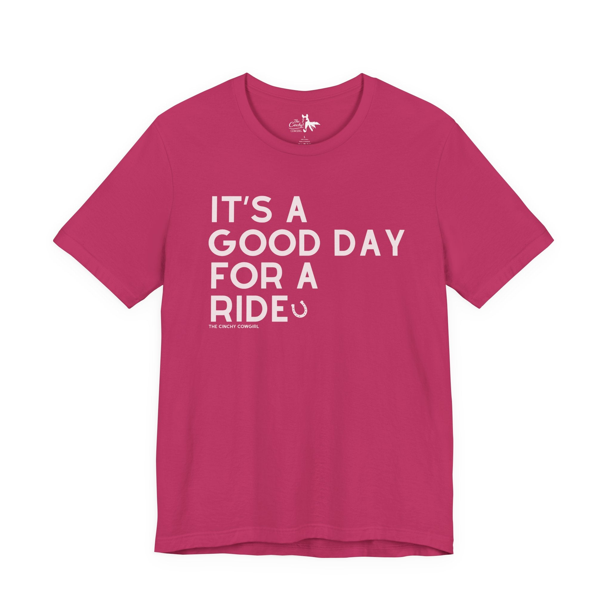 It's A Good Day For A Ride Short Sleeve Tee T-Shirt The Cinchy Cowgirl - Print Berry XS