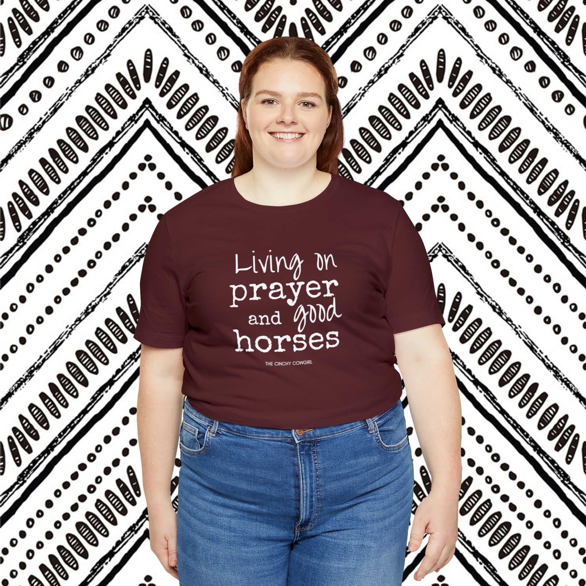 Living on Prayer & Horses Short Sleeve Tee tcc graphic tee Printify   