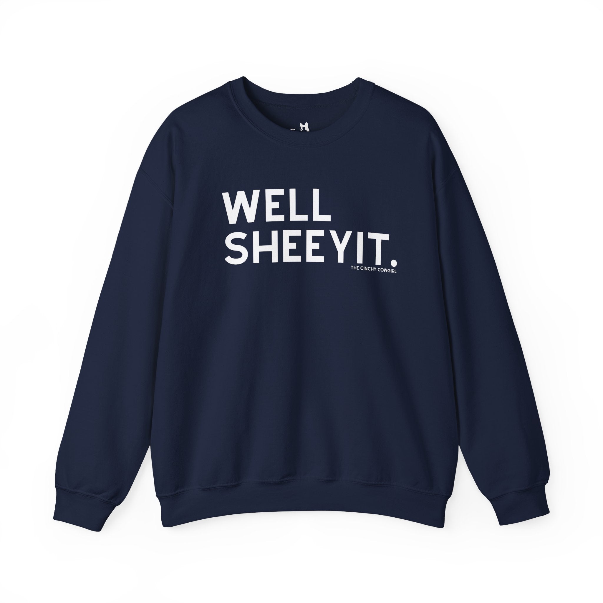 Well Sheeyit Fleece Pullover Sweatshirt The Cinchy Cowgirl - Print S Navy