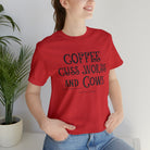 Coffee Cuss Words & Cows Short Sleeve Graphic Tee T-Shirt The Cinchy Cowgirl - Print