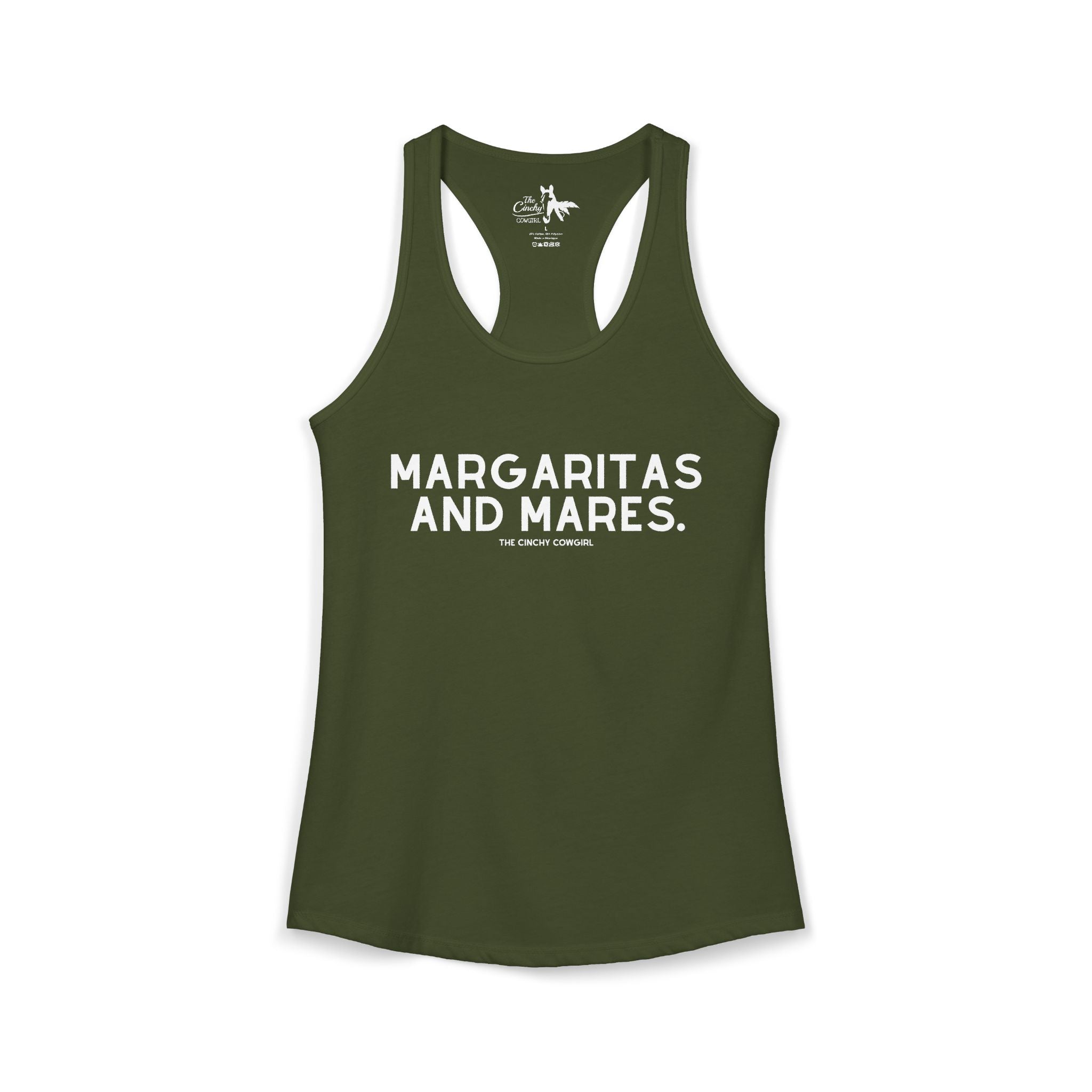 Margaritas & Mares Tank Top Tank Top The Cinchy Cowgirl - Print XS Solid Military Green