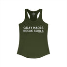 Gray Mares Break Souls Tank Top Tank Top The Cinchy Cowgirl - Print XS Solid Military Green