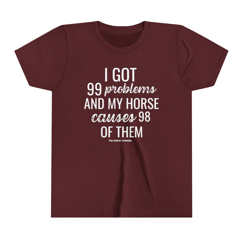 Horse Problem Youth Short Sleeve Tee Maroon