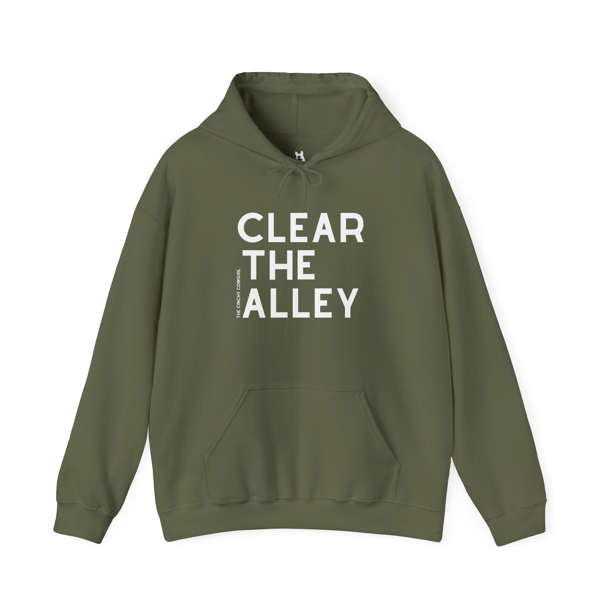 Clear The Alley Hoodie Graphic Hoodie The Cinchy Cowgirl - Print Military Green S