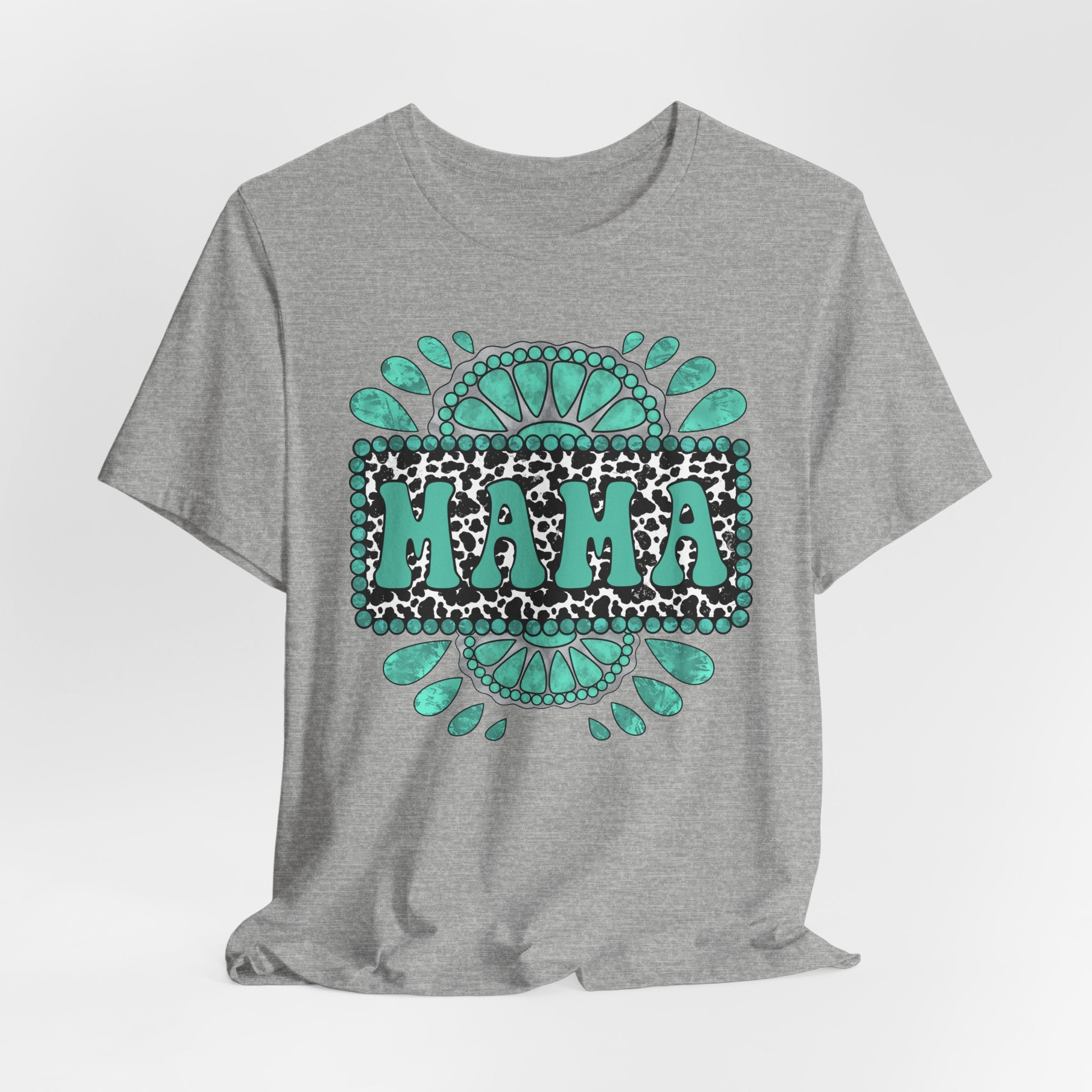 Turquoise Western Mama Short Sleeve Graphic Tee (Available In 14 Colors) T-Shirt Printify Athletic Heather XS