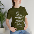 She is Clothed Short Sleeve Tee tcc graphic tee Printify Olive XS 