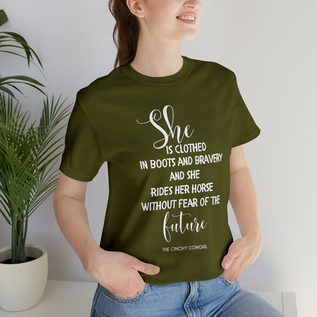 She is Clothed Short Sleeve Tee tcc graphic tee Printify Olive XS 