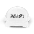 Gray Mares Break Souls Trucker Hat Embroidered TCC Hat The Cinchy Cowgirl - Print White