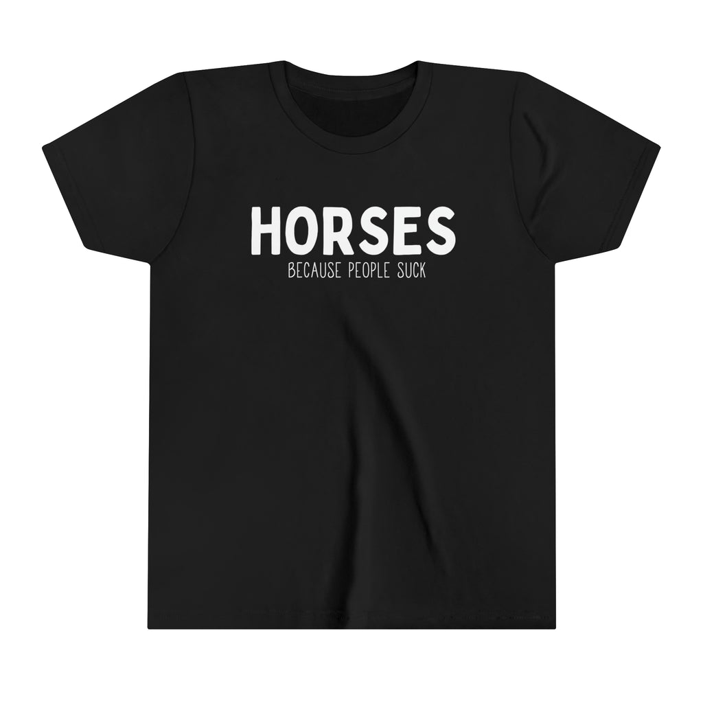HORSES Because People Suck Youth Short Sleeve Tee  Black