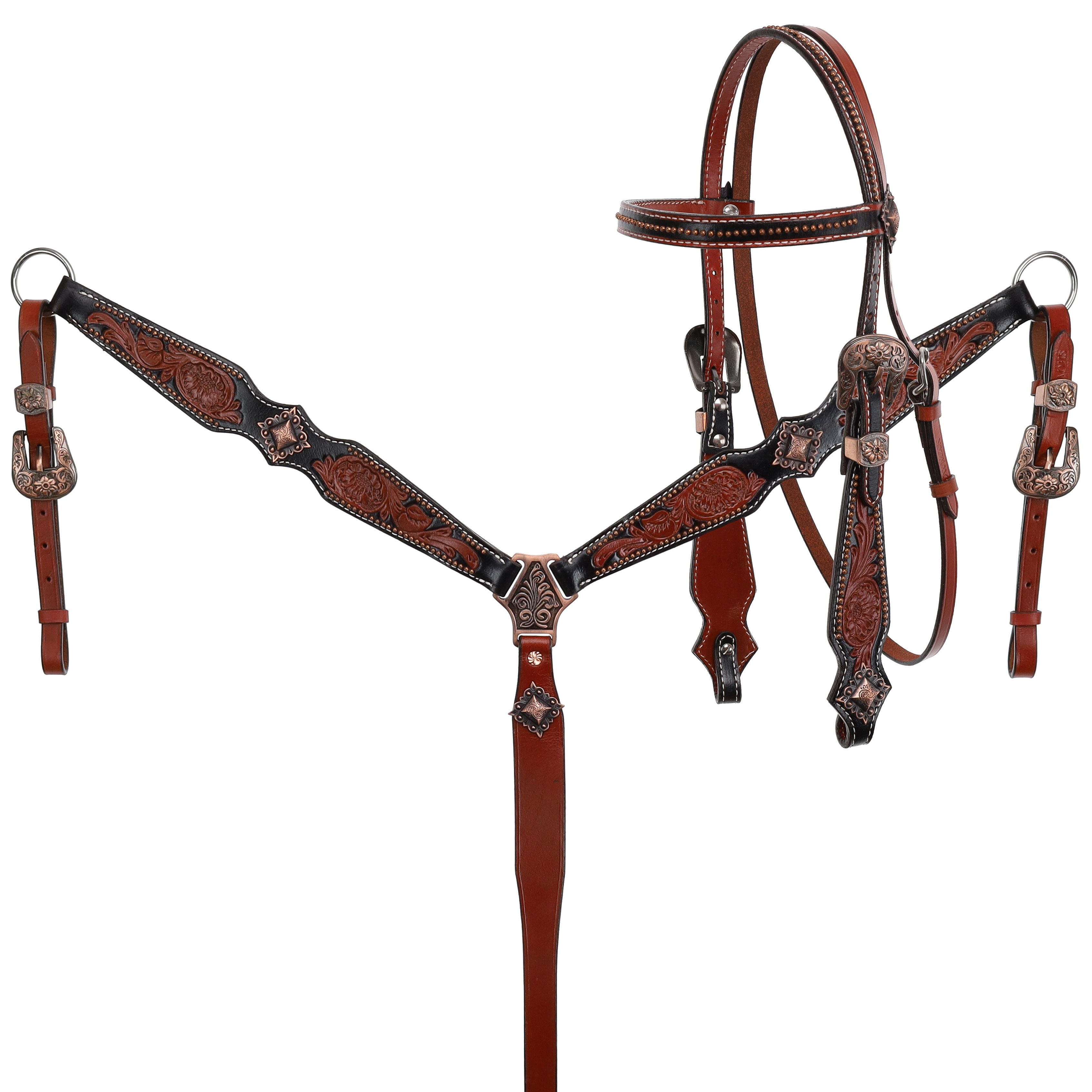 Shadowed Blooms Browband Headstall and Breastcollar Set headstall set Shiloh
