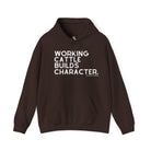 Working Cattle Builds Character Hoodie Hoodie The Cinchy Cowgirl - Print Dark Chocolate S