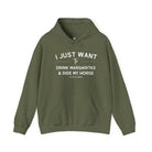 I Just Want To Drink Margaritas And Ride My Horse Hoodie Hoodie The Cinchy Cowgirl - Print Military Green S