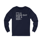 It's A Good Day For A Ride Long Sleeve Tee Long-sleeve The Cinchy Cowgirl - Print S Navy