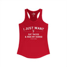 I Just Want To Eat Tacos And Ride My Horse Tank Top Tank Top The Cinchy Cowgirl - Print XS Solid Red