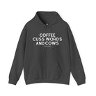 Coffee, Cuss Words and Cows Hoodie Hoodie The Cinchy Cowgirl - Print Dark Heather S