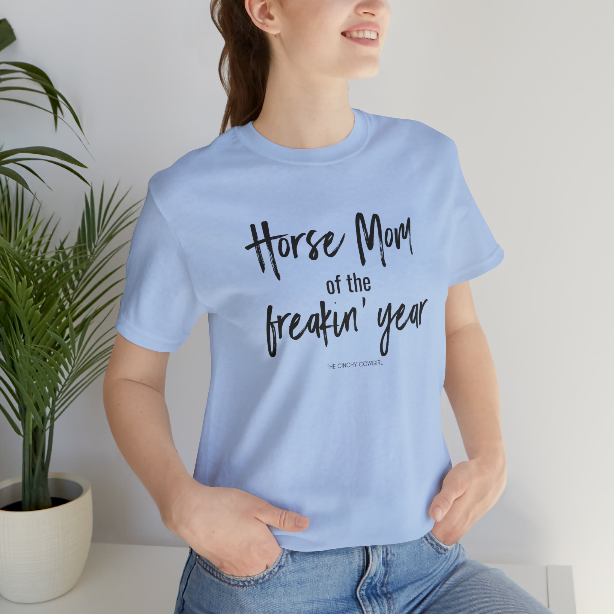 Horse Mom of the Freakin' Year Short Sleeve Tee tcc graphic tee Printify Baby Blue XS