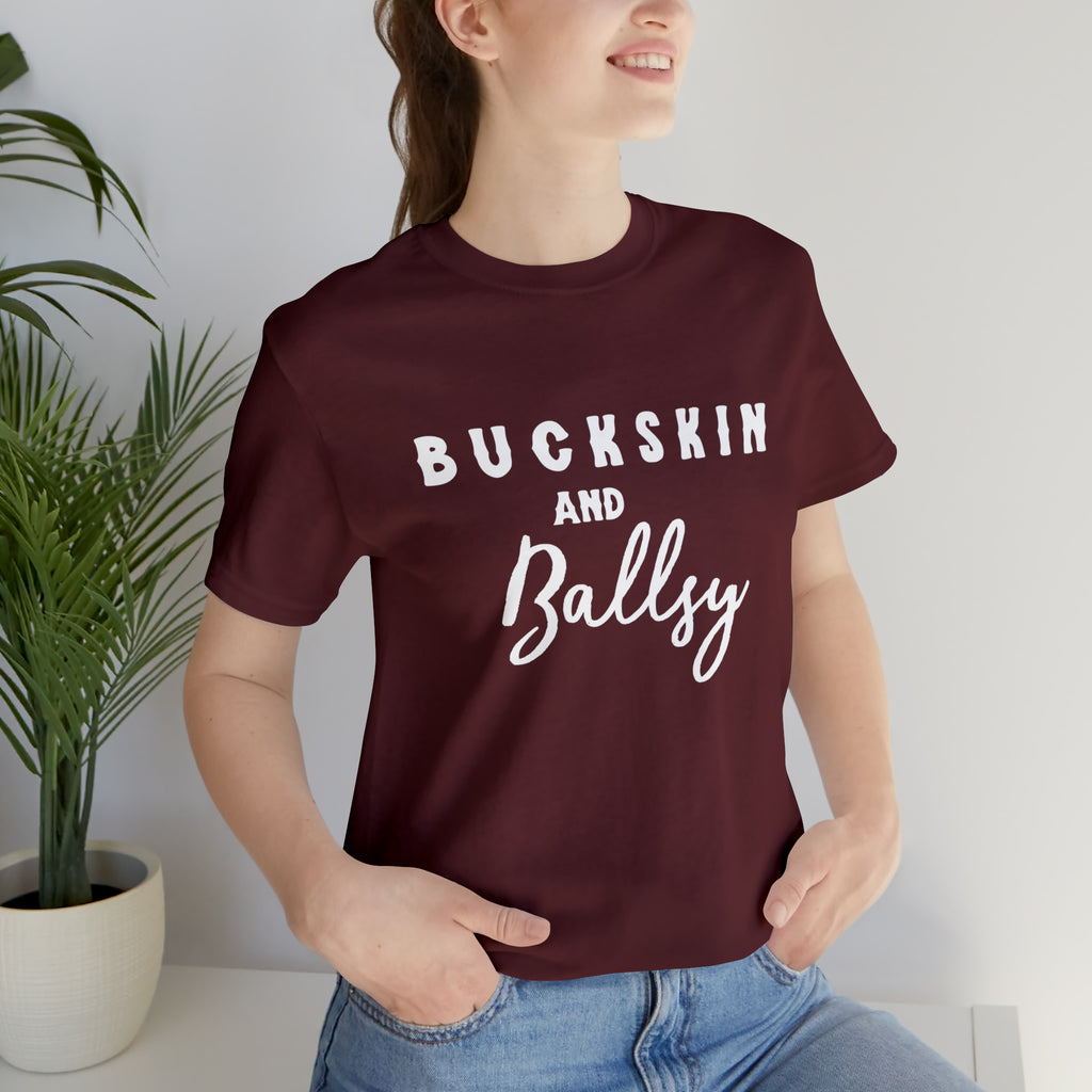 Buckskin & Ballsy Short Sleeve Tee Horse Color Shirt Printify Maroon S 